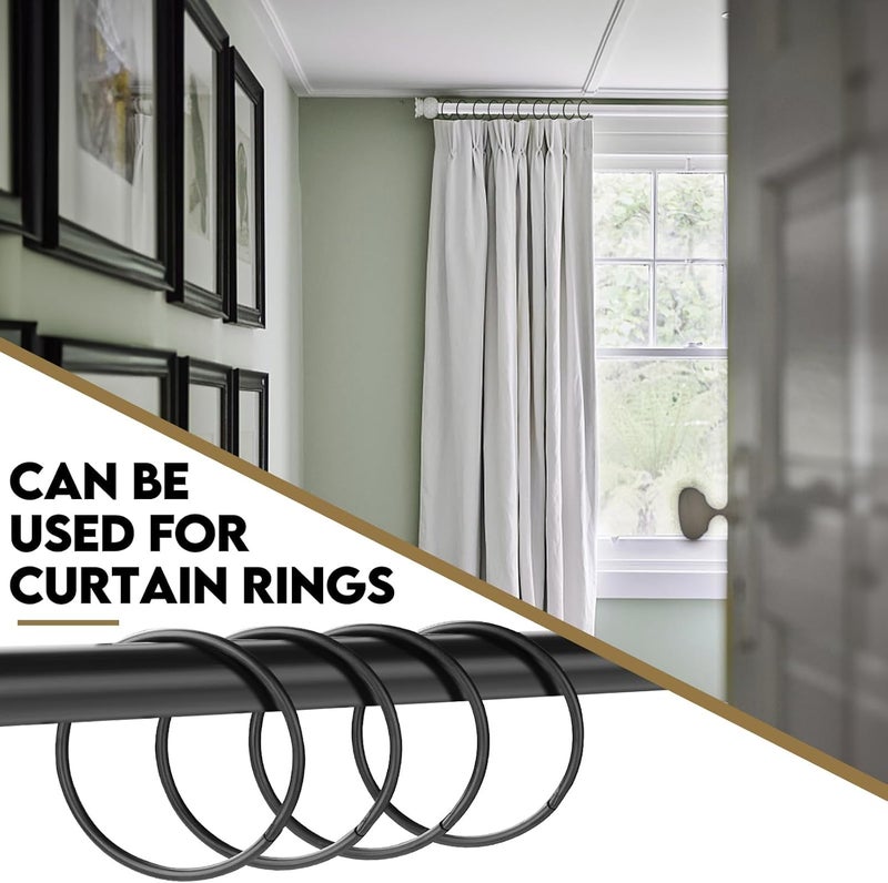 Mafegu 30Pcs Shower Curtain Hooks,Metal Round Shower Curtain Hooks Roman Rings Rustproof Decorative Shower Curtain Rings (Metal, Black) - Image 5